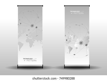 Template advertising surface with connected lines and dots. Simple technology compound design. Map background.