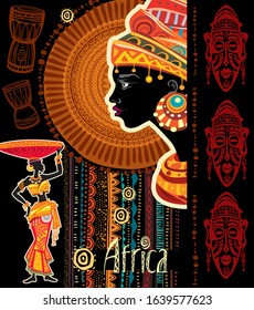 Template with Africans motive Design for poster, card, invitation, placard, brochure flyer and other uses Ethnic style