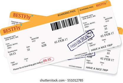 Template of airline boarding pass ticket. Concept of travel, journey or business trip. Isolated on white. Vector illustration