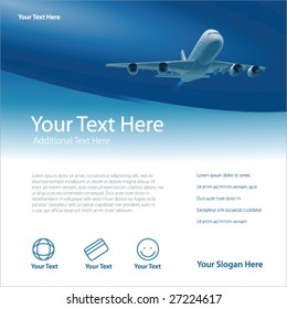 Template with airplane and copy space, vector