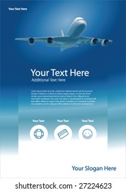 Template with airplane and copy space, vector