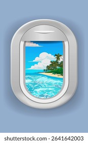 Template airplane window porthole view