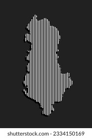 Vorlage Albanien Karte aus grauen vertikalen Linien einzeln auf Hintergrund. Europa Land für Muster, Design, Illustration, Infografik. Abstraktes Konzept parallele Linien Silhouette Karte Albanien