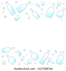 Template with alcoholic drinks glasses and bottles. Vector illustration.