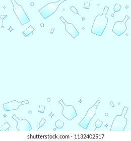 Template with alcoholic drinks glasses and bottles. Vector illustration.