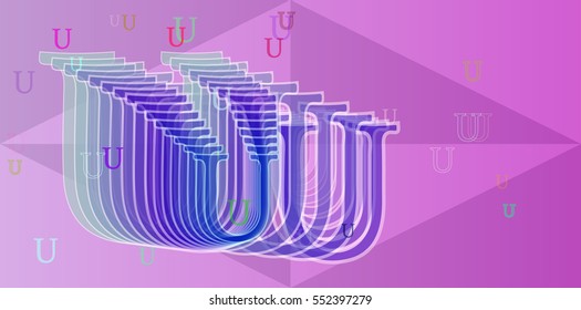 template among different clash, contrasting U Alphabet vector background with drawing