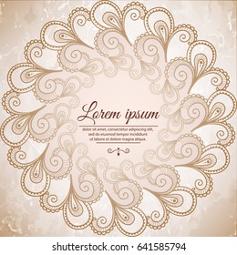 Template with an ancient background for greeting cards. Vector illustration.