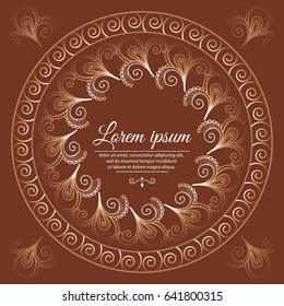 Template with an ancient background for greeting cards.Circular vintage ornament. Vector illustration.