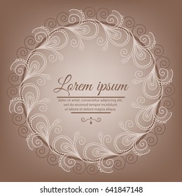 Template with an ancient background for greeting cards.Circular vintage ornament. Vector illustration.