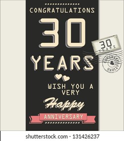 Template of anniversary, jubilee or birthday card retro style