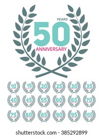 Template  Anniversary in Laurel Wreath Set Vector Illustration EPS10