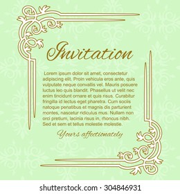 Template for anniversary, wedding or party invitation card with floral design elements on vintage background