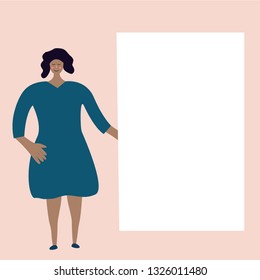 Template for announcement  with copy space for an inscription or a mermaid, which demonstrates a woman in a modern flat style. Vector