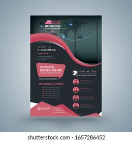 Template annual report brochure flyer design modern style with smartphone. vector illustration, Use for technology leaflet cover presentation abstract flat background, layout in A4 size