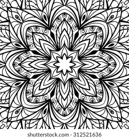 Template for for any surface. Elegant, seamless, vector background with oriental graphic ornaments of mandalas on a white background.