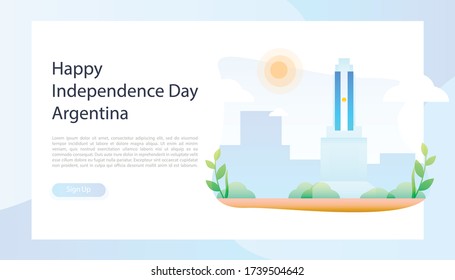Plantilla para la página web del Día de la Independencia argentina. Afiche moderno para el Día de la Independencia de Argentina. Ilustración vectorial.