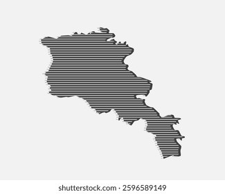 Template Armenia map from grey horizontal lines isolated on background. Asia country for pattern, design, illustration, infographic. Abstract concept parallel lines of silhouette map Armenia