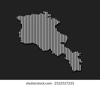 Modelo Armênia mapa de linhas verticais cinzas isoladas no fundo. Ásia país para padrão, design, ilustração, infográfico. Conceito abstrato linhas paralelas de mapa de silhueta Armênia