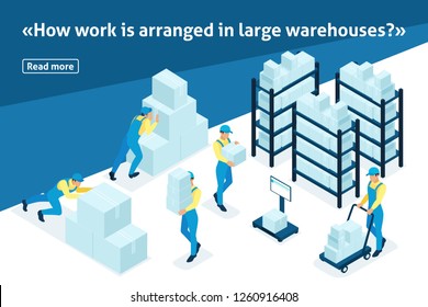 Template article banner, Isometric concept workflow in an industrial enterprise.