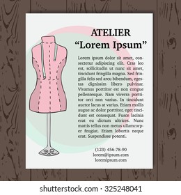 Template for atelier card. Vector illustration