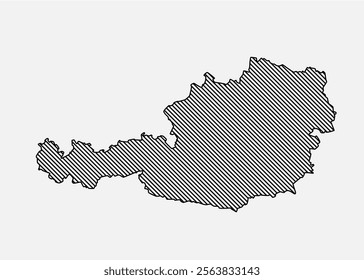 Template Austria map from grey diagonal lines isolated on background. Europe country for pattern, design, illustration, infographic. Abstract concept parallel lines of silhouette map Austria