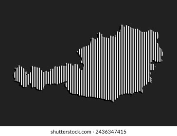 Template Austria map from grey vertical lines isolated on background. Europe country for pattern, design, illustration, infographic. Abstract concept parallel lines of silhouette map Austria