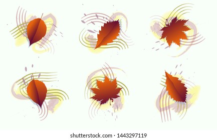 Template Autumn Background brushes Orange yellow Sale Final. Color web banner autumn leaves Vector illustration