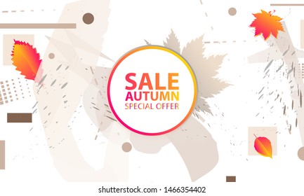 Template Autumn Background brushes Orange yellow Sale Final. Color web banner autumn leaves Vector