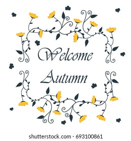 Template autumn background with floral frame
