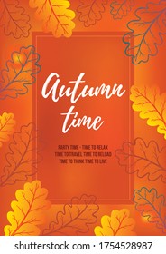 Template with autumn theme: orange colours, oak leaves, place for text vector illustration suitable for banner, poster etc.