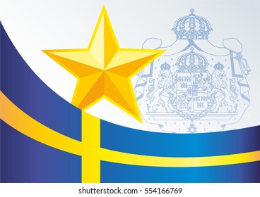 template for the award, an official document with a flag and a symbol of the Kingdom of Sweden