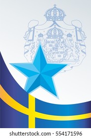 template for the award, an official document with a flag and a symbol of the Kingdom of Sweden