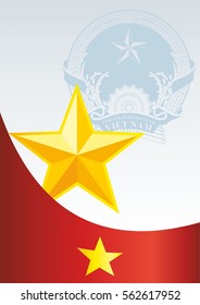 the template for the award, an official document with the flag and symbol of the Socialist Republic Of Vietnam