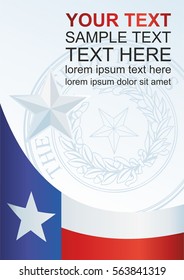 template for the award, an official document with the flag of the state of Texas