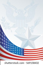 template for the award, an official document with a flag and a symbol of the United States of America