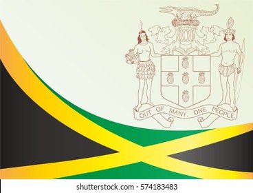 the template for the award, an official document with the flag and symbol of Jamaica