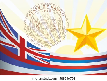 template for the award, an official document with the flag of Hawaii