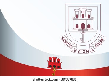 template for the award, an official document with the flag and symbol of the British overseas territories Gibraltar