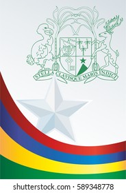 template for the award, an official document with the flag and symbol of Republic of Mauritius