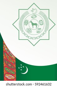 template for the award, an official document with the flag and symbol of Turkmenistan