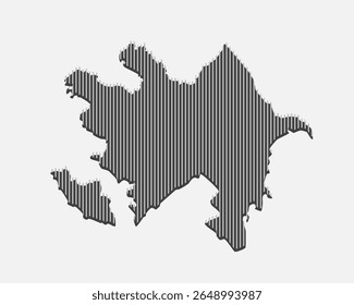 Modelo Mapa do Azerbaijão de linhas verticais cinzas isoladas no plano de fundo. Ásia país para padrão, design, ilustração, infográfico. Conceito abstrato linhas paralelas de mapa de silhueta do Azerbaijão