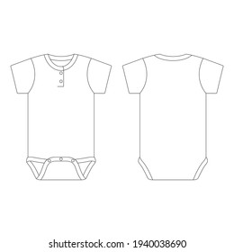 Template baby onesie with button vector illustration flat sketch design outline