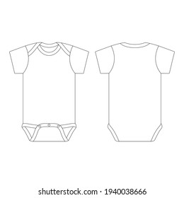 Template baby onesie unisex vector illustration flat sketch design outline