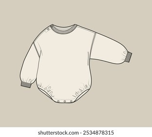 Template baby onesie vector flat sketch design outline