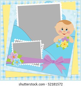 Template for baby's photo album or postcard (EPS10)