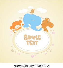 Modelo para álbum de fotos, álbum de recortes ou cartão postal do bebê.