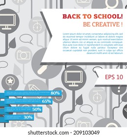 template for back to school banner, vector illustration