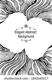 Template background with  abstract line art pattern in black white for visited  card or Post Card or for package