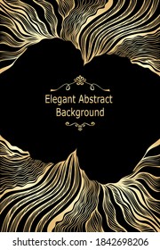 Template background with  abstract line art pattern in gold black for visited  card or Post Card or for package