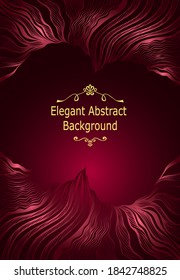 Template background with  abstract line art pattern in burgundy colors for visited  card or Post Card or for package of cosmetic or  perfumer  or for label  for wine or liquor or for wine map